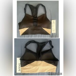 NWT Shape Bolt Sports Bra in Black/Taupe - Sz Medium